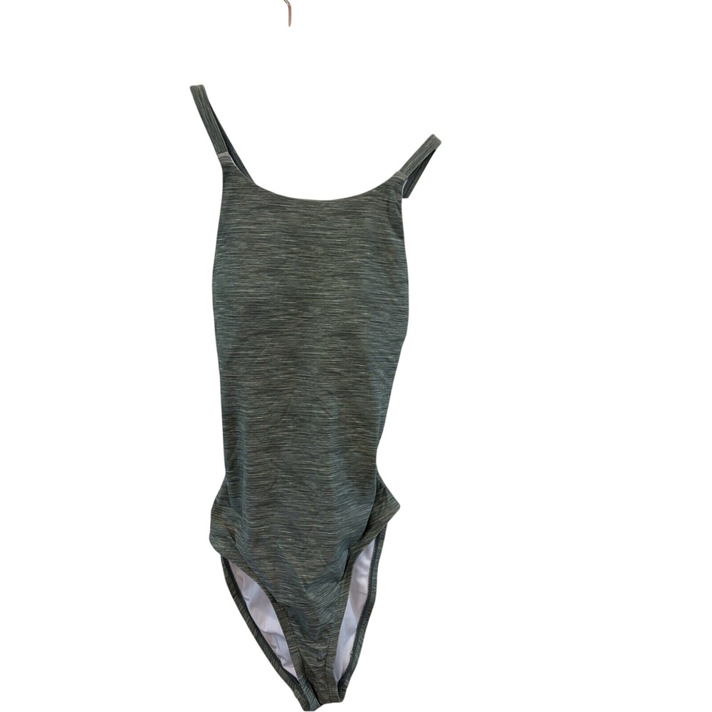 Spyder Womens One Piece Swimsuit Green Space Dye High Neck Cross Back Size Small